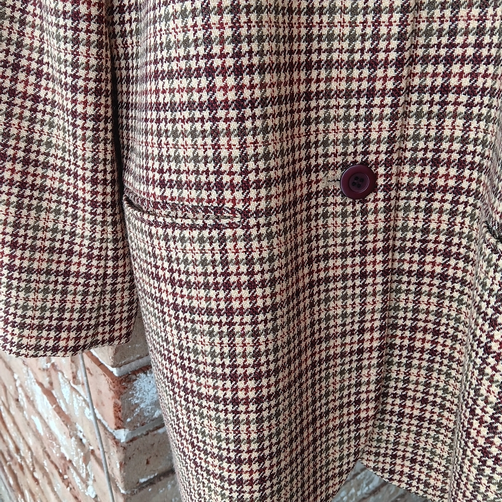 Wool Houndstooth Blazer with Pockets - Picture 9 of 12